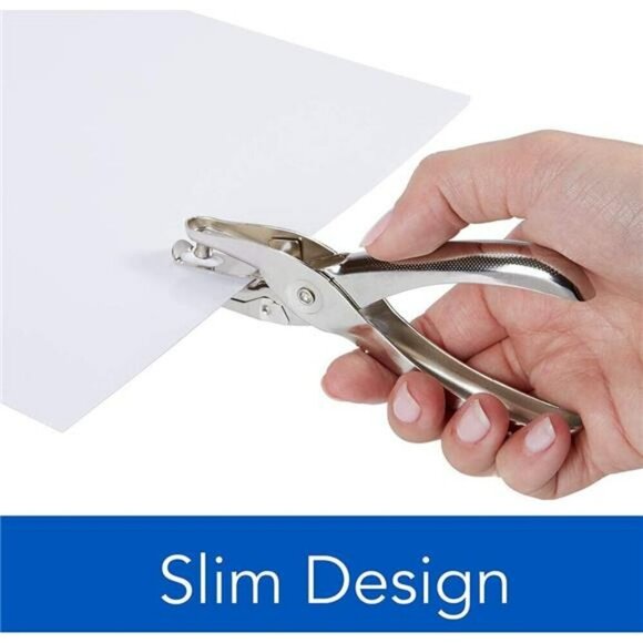 1 Hole Punch 5 Sheet Capacity Hole Puncher Single Hole Paper Punch Chrome (74005 - Picture 5 of 7